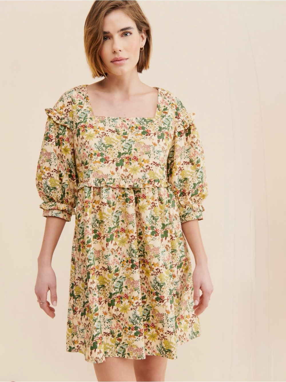 MEADOWS, 100% Organic Cotton Daphne Babydoll Mini Dress, Size 2